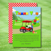 かわいい1th誕生日レッドゴルフカート少年 サンキューカード