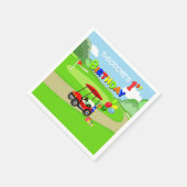 かわいい1th誕生日レッドゴルフカート少年 スタンダードカクテルナプキン (角)