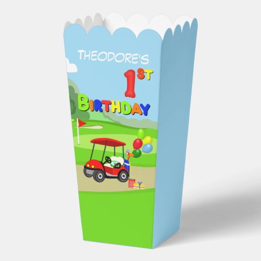 かわいい1th誕生日レッドゴルフカート少年 フェイバーボックス (裏面)
