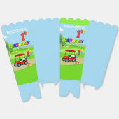 かわいい1th誕生日レッドゴルフカート少年 フェイバーボックス (見開き)