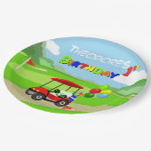 かわいい1th誕生日レッドゴルフカート少年 ペーパープレート (アングル)