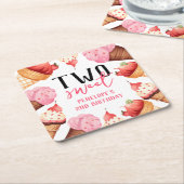 かわいい2つのガーリー甘い2番目の誕生日パーティー スクエアペーパーコースター (アングル)