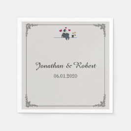 かわいい2つのグルームカートゥーンゲイ結婚ズナプキン スタンダードカクテルナプキン