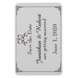 かわいい2つのグルームカートゥーンゲイ結婚式の日付を保存 マグネット