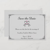 かわいい2つのグルームキスをするゲイ結婚式の日付を保存 セーブザデート (正面/裏面)