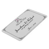 かわいい2つのグルームキスをするゲイ結婚式の日付を保存 マグネット (左側)