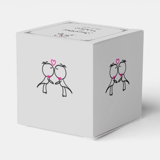かわいい2つのルームキスをするゲイ結婚式の引き出物ボックス フェイバーボックス (裏面サイド)
