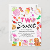 かわいい2つの甘いキャンディランドキッズキャンディランド誕生日 ポストカード (正面/裏面)
