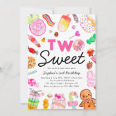 かわいい2つの甘いキャンディランドキッズキャンディランド誕生日 招待状 (正面)