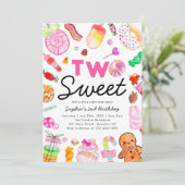 かわいい2つの甘いキャンディランドキッズキャンディランド誕生日 招待状 (スタンド正面)