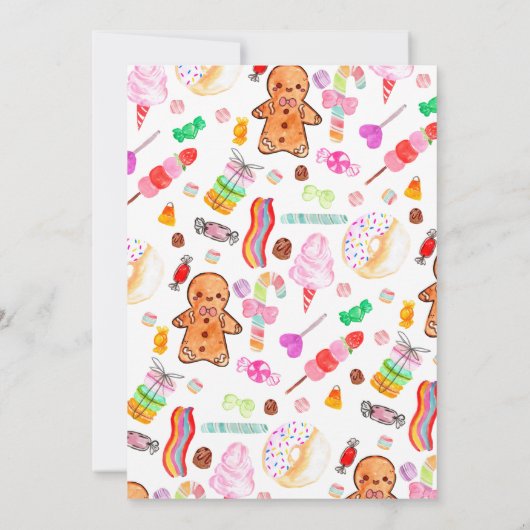 かわいい2つの甘いキャンディランドキッズキャンディランド誕生日 招待状 (裏面)