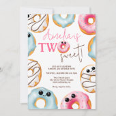 かわいい2つの甘い可愛いドーナツ2歳の誕生日 招待状 (正面)