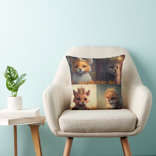 かわいい2つの野生の動物の友人装飾用クッション クッション (椅子)