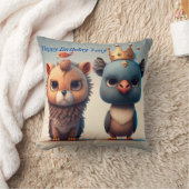 かわいい2つの野生の動物の友人装飾用クッション クッション (ブランケット)