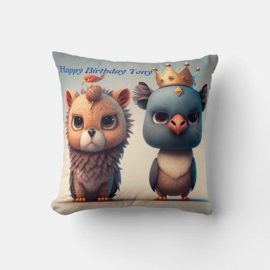 かわいい2つの野生の動物の友人装飾用クッション クッション (正面)