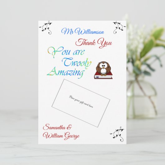 かわいい2つの驚きありがとうギフトカードホルダー カード (スタンド正面)