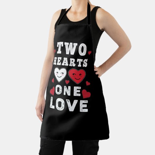 かわいい2ハートワンラブ誕生日バレンタインデー エプロン (インサイチュ)