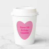 かわいい2フォトピンクのフレーム甘い白い子犬 紙コップ (裏面)