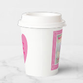 かわいい2フォトピンクのフレーム甘い白い子犬 紙コップ (右)