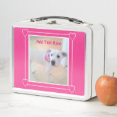 かわいい2フォトピンクの子犬のバレンタインデー メタルランチボックス (インサイチュ)