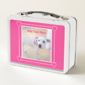 かわいい2フォトピンクの子犬のバレンタインデー メタルランチボックス (裏面)