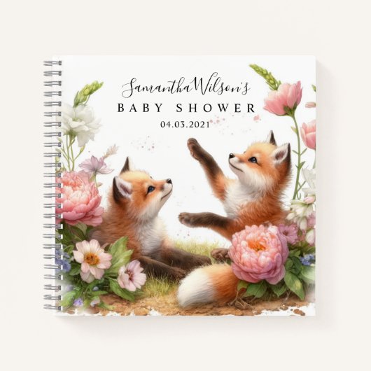 かわいい2ベビーキツネベビーシャワーゲストブック ノートブック (正面)