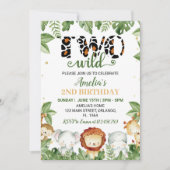 かわいい2ワイルドサファリアニマルズ誕生日招待状 招待状 (正面)