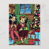 かわいい2人のヴィンテージ子クリスマス シーズンポストカード (正面)