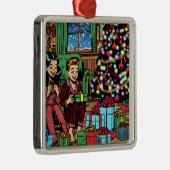 かわいい2人のヴィンテージ子クリスマス メタルオーナメント (右)