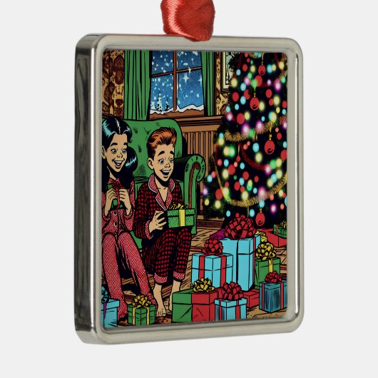 かわいい2人のヴィンテージ子クリスマス メタルオーナメント (右)