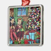 かわいい2人のヴィンテージ子クリスマス メタルオーナメント (左)