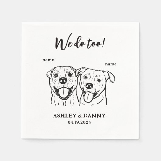 かわいい2匹の犬ペット私たちはカクテル結婚の スタンダードカクテルナプキン (正面)