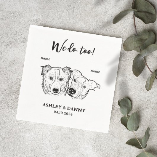 かわいい2匹の犬ペット私たちはカクテル結婚の スタンダードカクテルナプキン