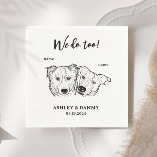 かわいい2匹の犬ペット私たちはカクテル結婚の スタンダードカクテルナプキン