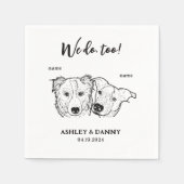 かわいい2匹の犬ペット私たちはカクテル結婚の スタンダードカクテルナプキン (正面)