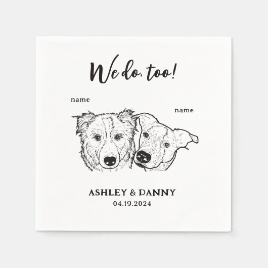 かわいい2匹の犬ペット私たちはカクテル結婚の スタンダードカクテルナプキン (正面)