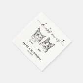 かわいい2匹の猫がカクテルに飲み物をスケッチ結婚 スタンダードカクテルナプキン (角)