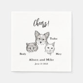 かわいい2匹の猫の犬ペット応援結婚 スタンダードカクテルナプキン (正面)