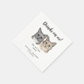 かわいい2匹の猫応援が我々結婚の飲み物 スタンダードカクテルナプキン (角)