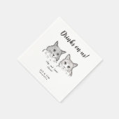 かわいい2匹の猫顔のペット応援が飲結婚む スタンダードカクテルナプキン (角)