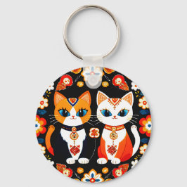 かわいい2匹の猫 キーホルダー