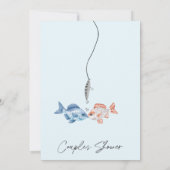 かわいい2匹の魚を海の中にブライダルカップルのシャワー 招待状 (裏面)