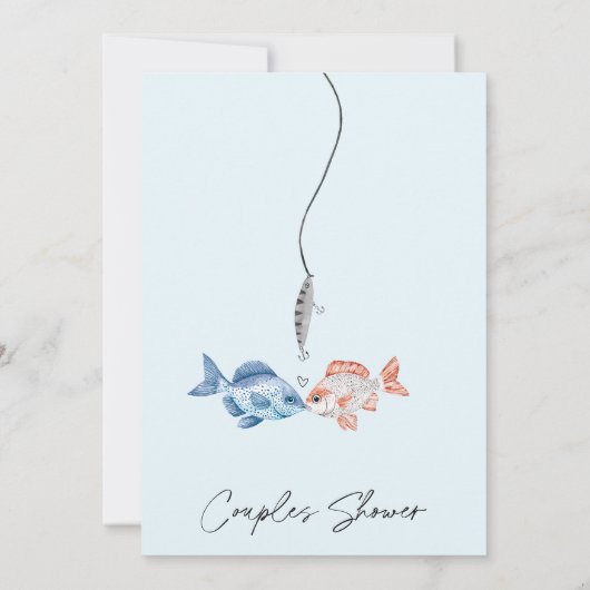 かわいい2匹の魚を海の中にブライダルカップルのシャワー 招待状 (裏面)
