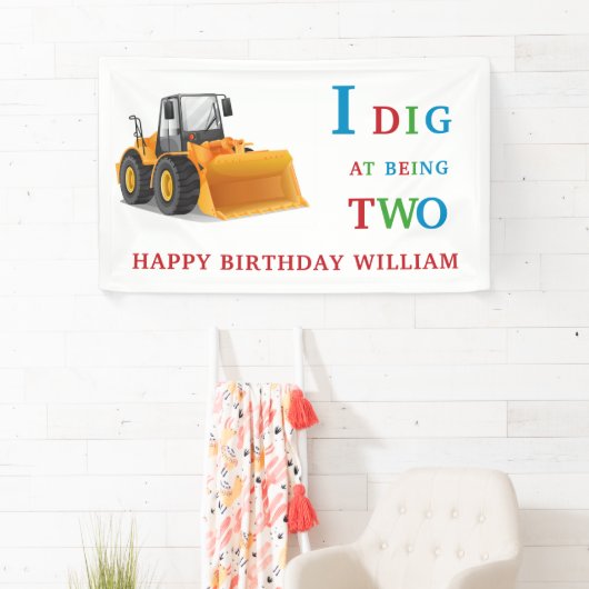 かわいい2回目のバースデーディガーをテーマにした 横断幕 (インサイチュ)