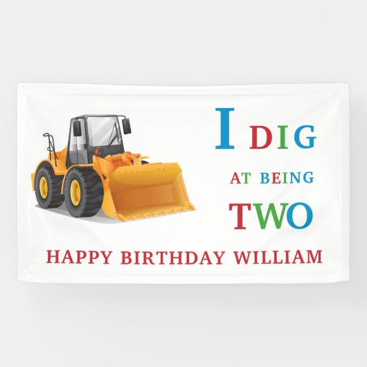 かわいい2回目のバースデーディガーをテーマにした 横断幕 (横)