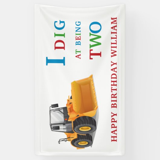 かわいい2回目のバースデーディガーをテーマにした 横断幕 (縦)