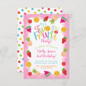かわいい2回目の誕生日フルーツフルーツ 招待状 (正面/裏面)