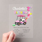 かわいい2回目の誕生日水玉模様ピンクゴガーリールフ アクリル招待状 (インサイチュ (ポータブル))