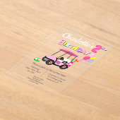 かわいい2回目の誕生日水玉模様ピンクゴガーリールフ アクリル招待状 (レイダウン)