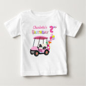 かわいい2回目の誕生日水玉模様ピンクゴガーリールフ ベビーTシャツ (正面)